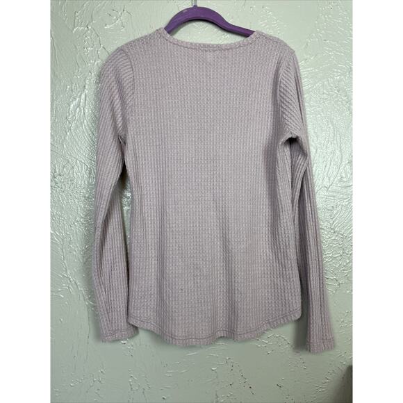 SOCIALITE Nordstrom Mauve Pink Waffle Weave Long Sleeve V Neck Top Blouse Small - Picture 1 of 6